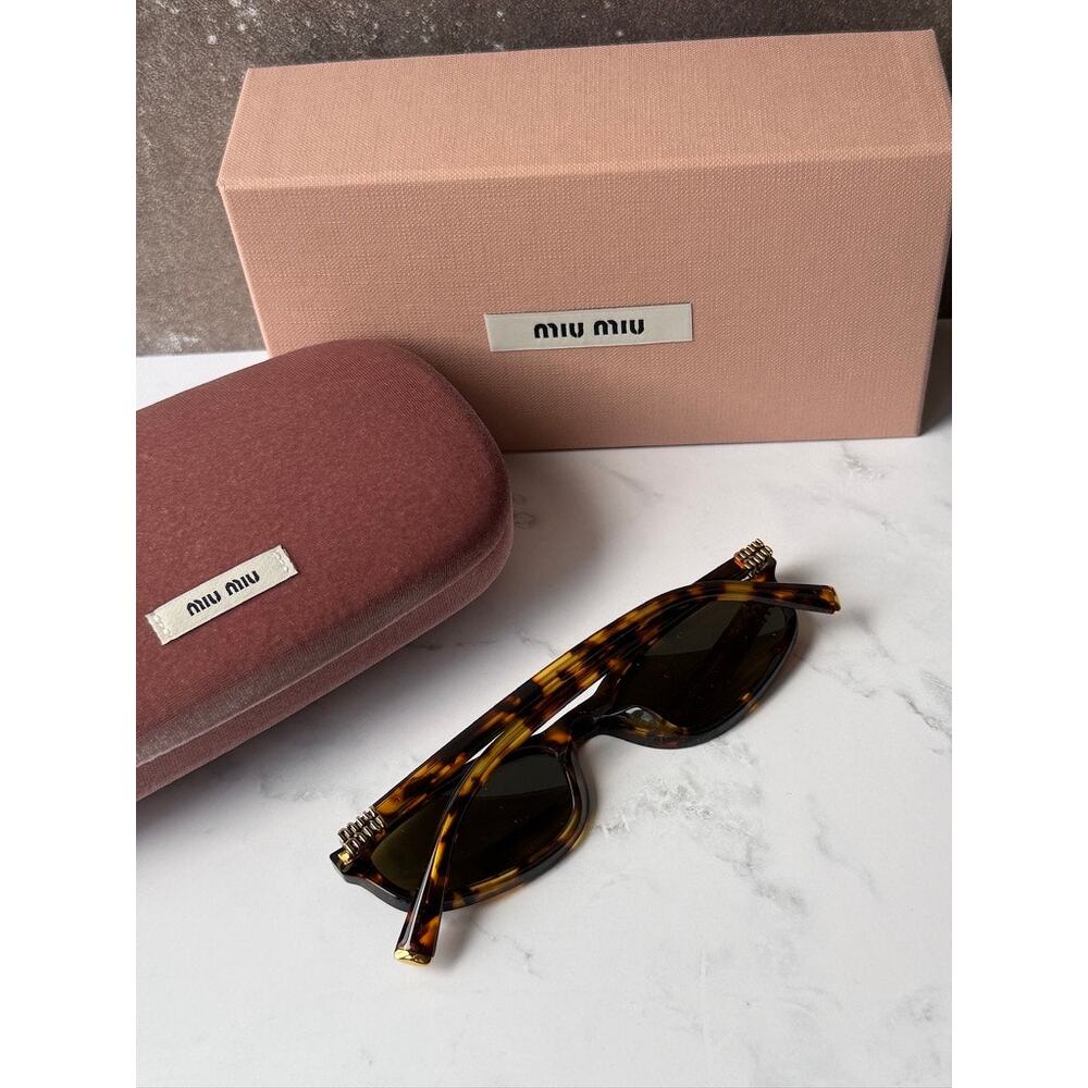 NEW Miu Miu MU A06S Havana Brown Sunglasses $518 - Picture 3 of 8